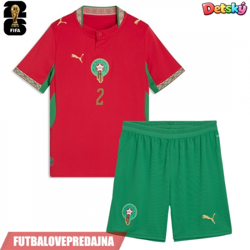 Lacne Dětský Futbalové dres Maroko Achraf Hakimi #2 MS 2026 Krátky Rukáv - Domáci (+ trenírky)